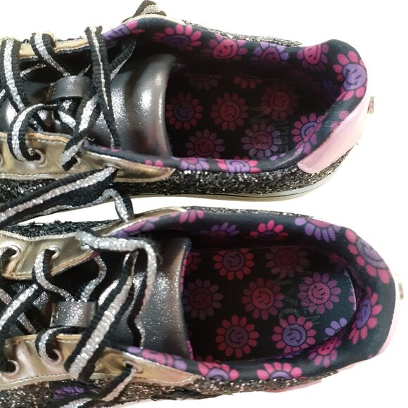 Madden NYC Big Girls Junie Embroidered Glitter Sneaker Shoes Black Size 4 - Picture 3 of 5